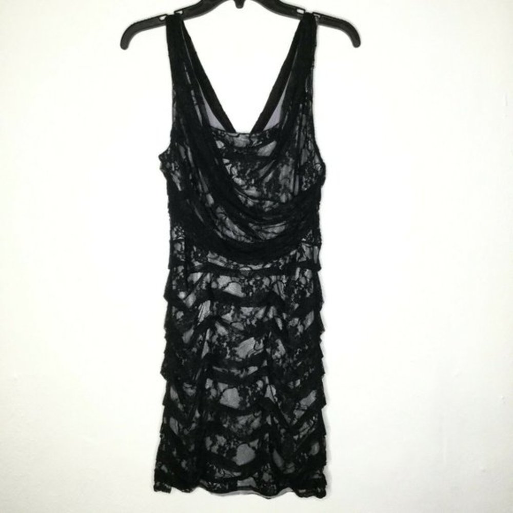 Express Black Lace Draped Sleeveless Dress Size 6